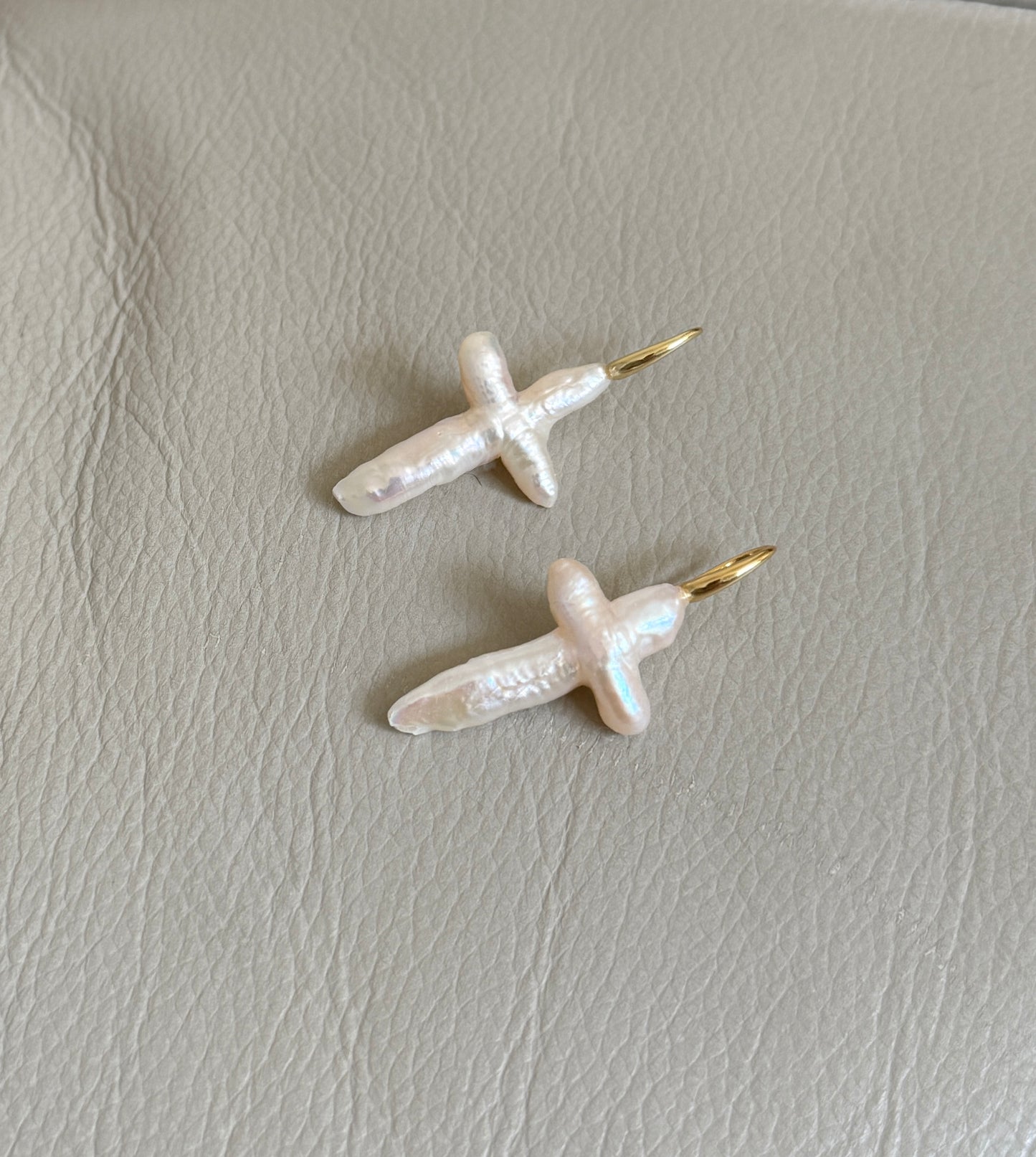 Cross Pearl Drop Earrings